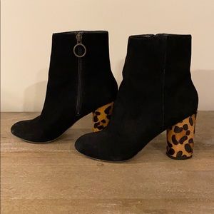 Sole Society Black with Leopard Bootie Mulholland